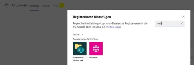 Teams Registerkarte hinzufügen