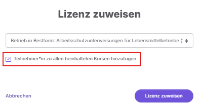 Lizenz zuweisen