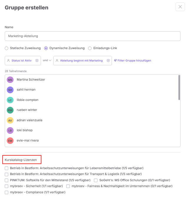 Gruppe erstellen und Lizenzen zuweisen