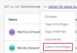 Lizenz hinzufügen