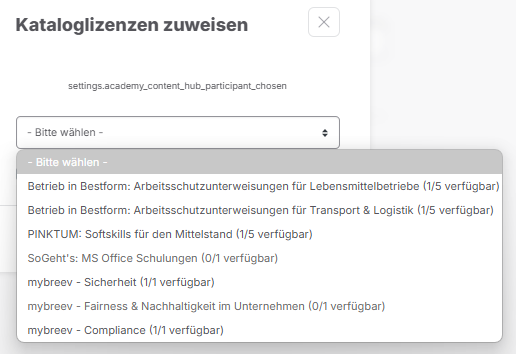 Kataloglizenzen zuweisen