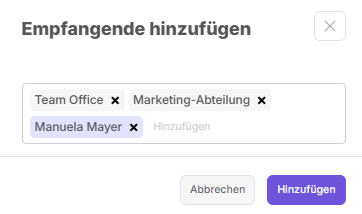 Empfangende auswählen