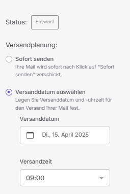 Versanddatum auswählen