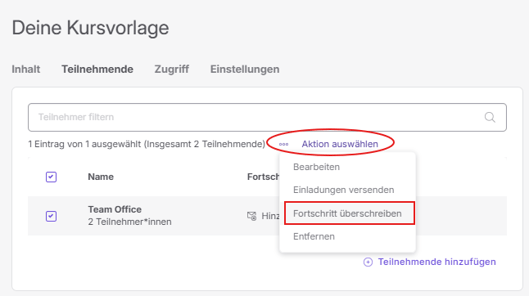 Aktion auswählen