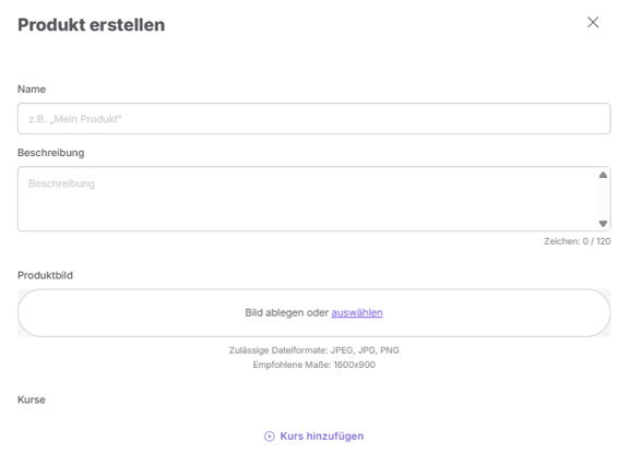 Produkt erstellen