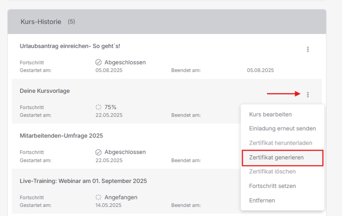 Zertifikat generieren