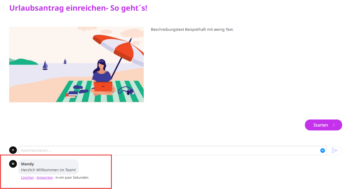 Kommentarfunktion im Kurs