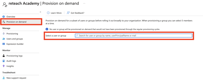 Provision on demand