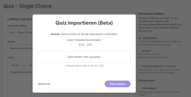 Quiz importieren