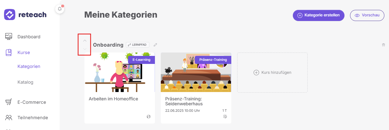 Kategorie verschieben