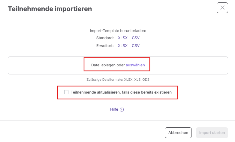 Import starten