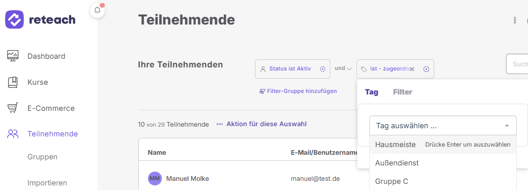 Tag hinzufügen 