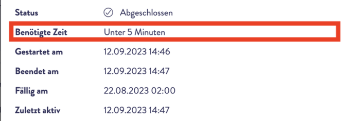 Benötigte Zeit für Kurs