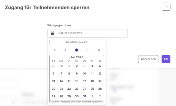 Zugang für Teilnehmenden sperren