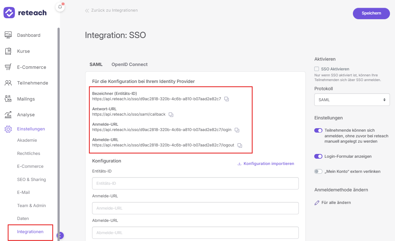 Integration SSO