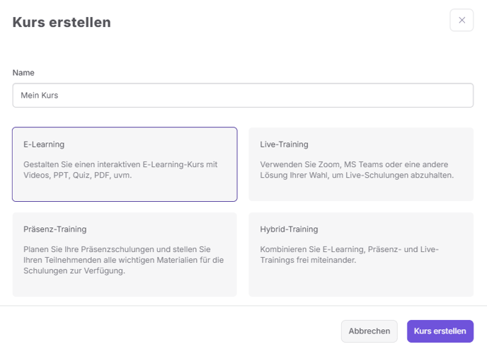 Kurse erstellen