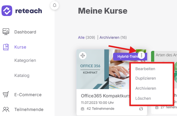 Kurs bearbeiten