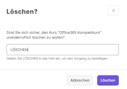 Kurs löschen