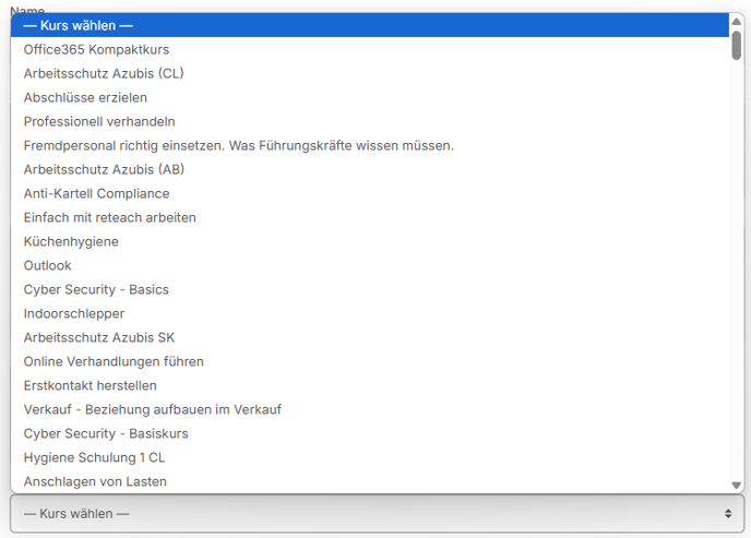 Kurs auswählen