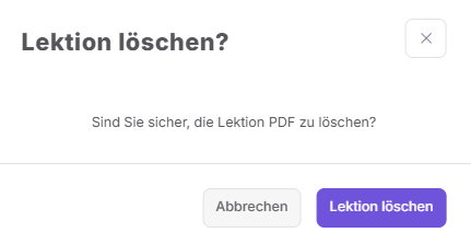 Lektion wirklich löschen