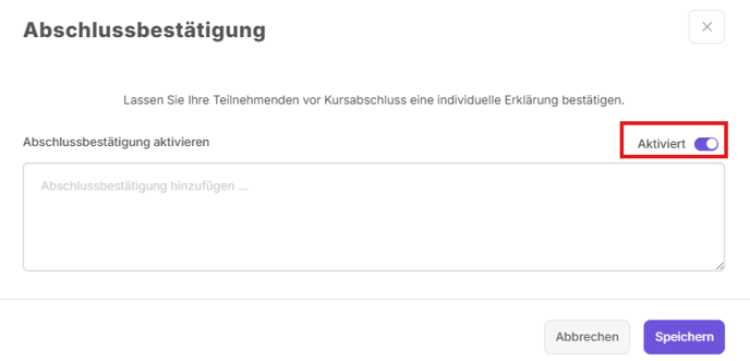 Abschlussbestätigung