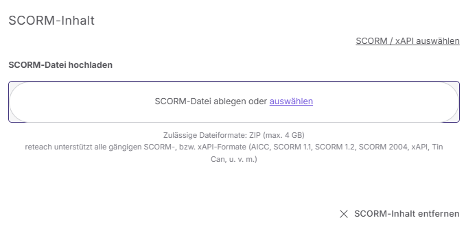 SCORM Datei hochladen