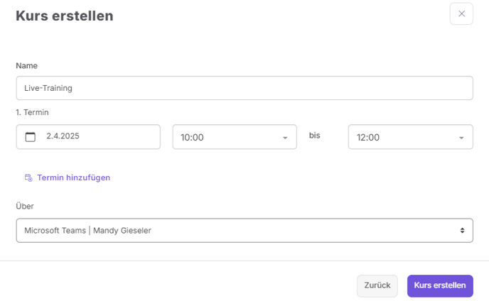 Kurs erstellen xx