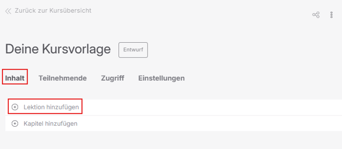 Inhalt Lektion hinzufügen