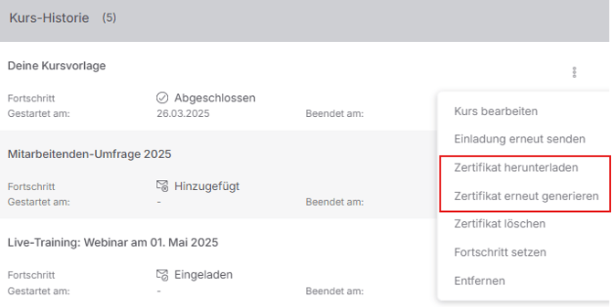 Zertifikat herunterladen