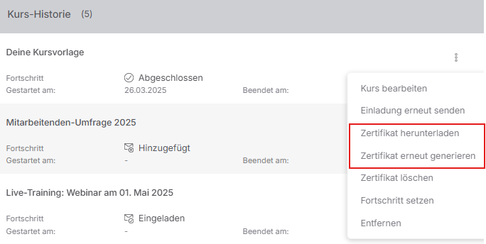 Zertifikat herunterladen