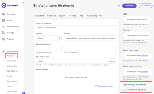 Registrierung x
