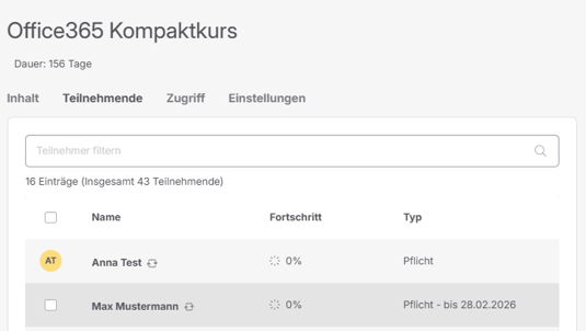 Teilnehmende markieren
