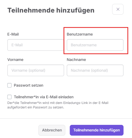 Teilnehmende hinzufügen