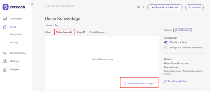 Teilnehmende hinzufügen