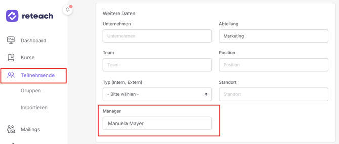 Manager name