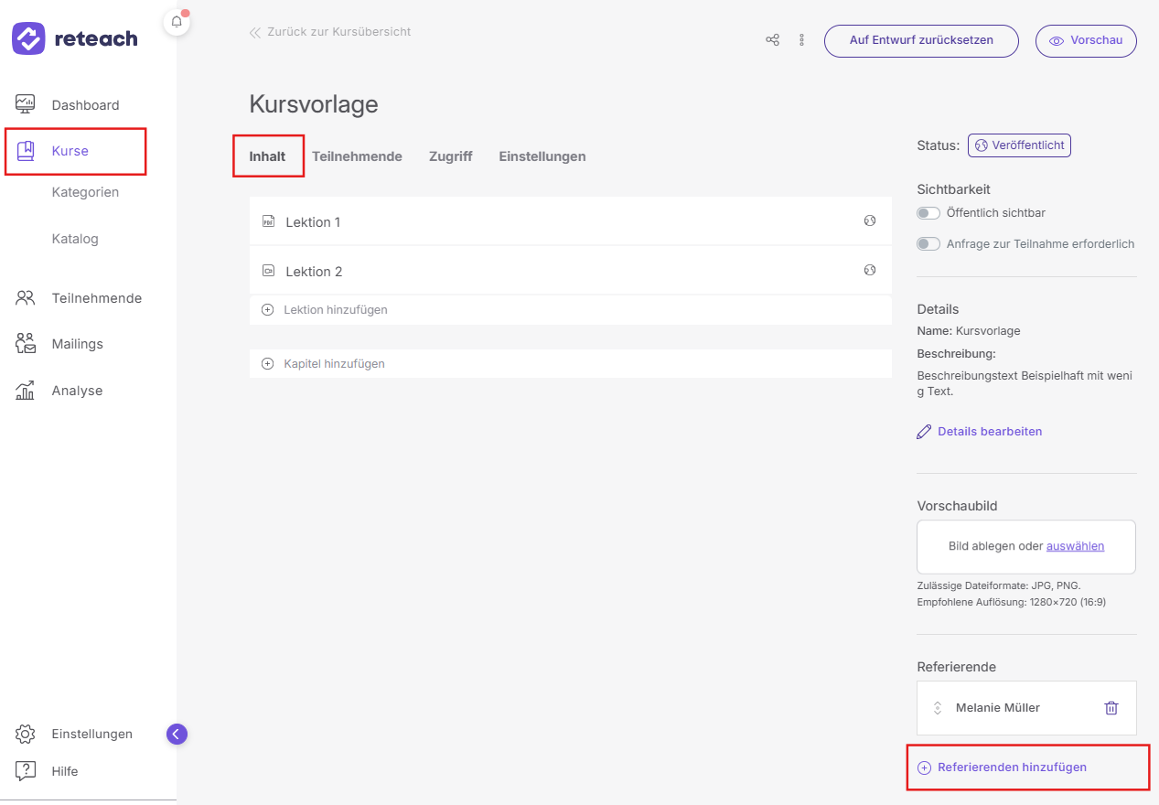 Referierenden hinzufügen