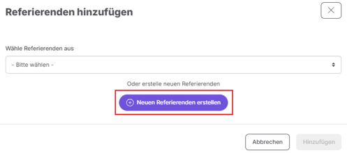 Neuen Referenten anlegen