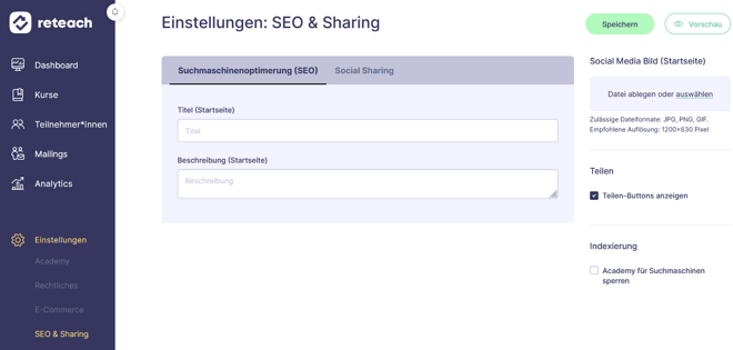 SEO Settings übersicht