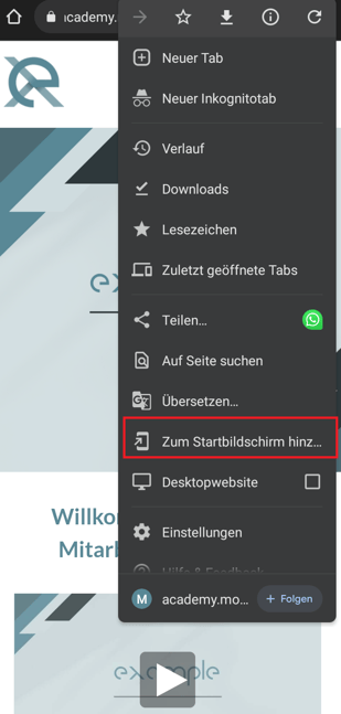 Startbildschirm hinzufügen