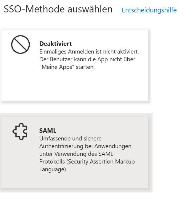 SSO - Methode auswählen