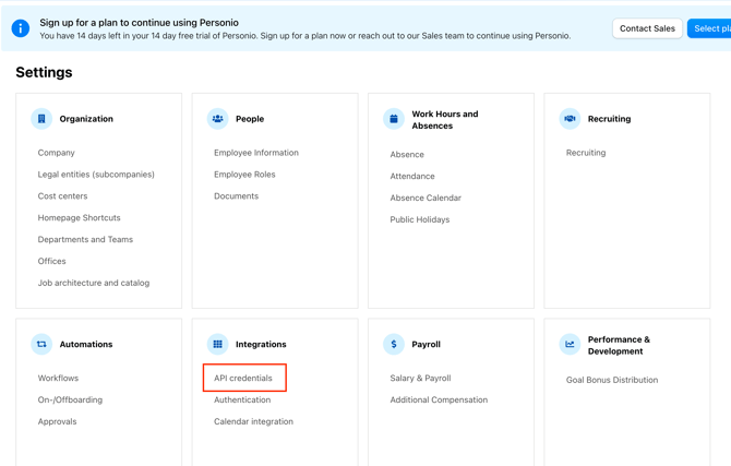 API-Credentials Personio